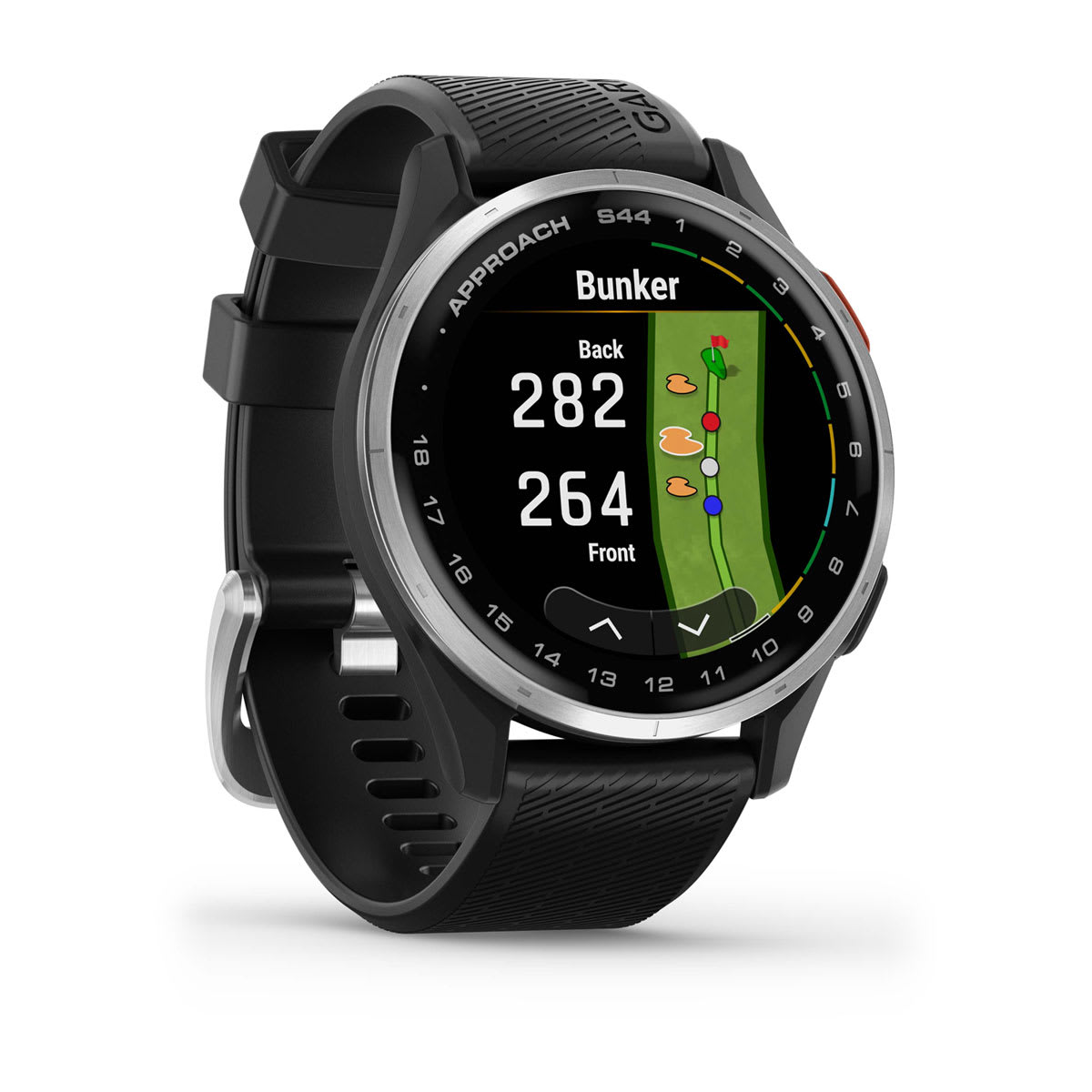 Approach® S44 Silver Aluminum Bezel with Black Silicone Band