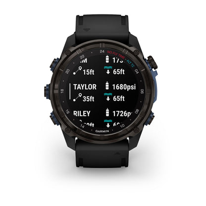 Descent™ Mk3i – 51 mm Carbon Gray DLC Titanium with Black Silicone Band
