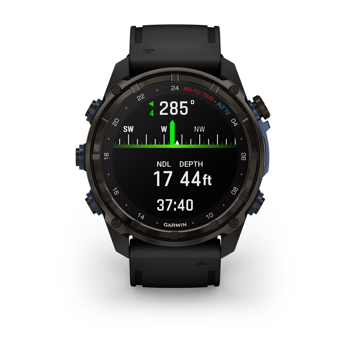 Descent™ Mk3i – 51 mm Carbon Gray DLC Titanium with Black Silicone Band