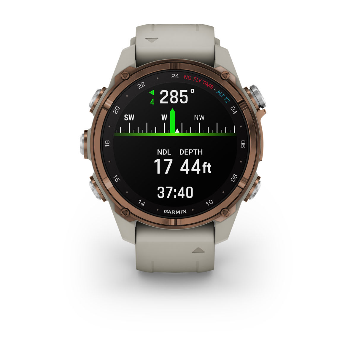 Descent™ Mk3i – 43 mm Bronze PVD Titanium with French Gray Silicone Band and Descent T2 Transceiver