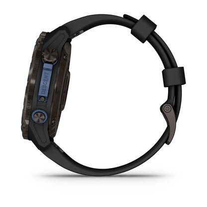 Descent™ Mk3i – 51 mm Carbon Gray DLC Titanium with Black Silicone Band and Descent T2 Transceiver