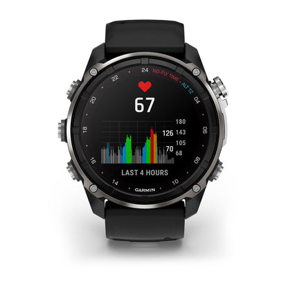 Descent™ Mk3i – 51 mm Silver and Black PVD Titanium with Black/Pebble Gray Silicone Band