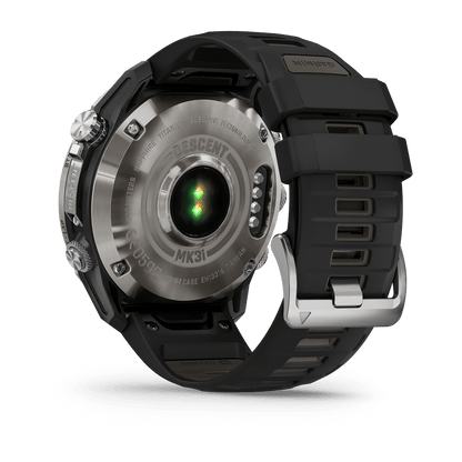 Descent™ Mk3i – 51 mm Silver and Black PVD Titanium with Black/Pebble Gray Silicone Band