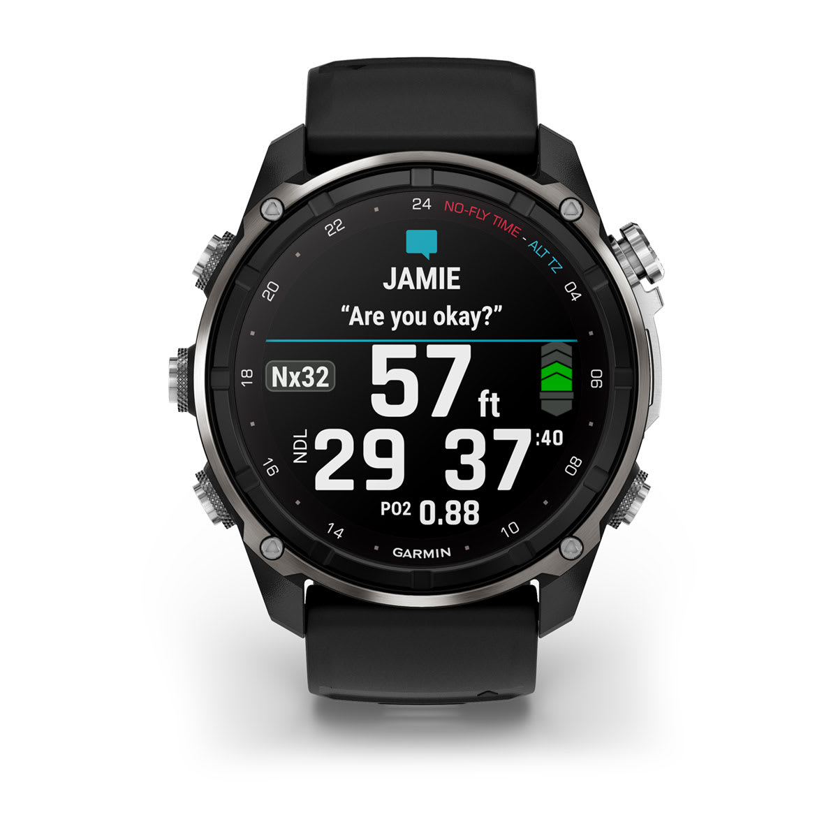 Descent™ Mk3i – 51 mm Silver and Black PVD Titanium with Black/Pebble Gray Silicone Band