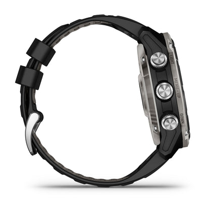 Descent™ Mk3i – 51 mm Silver and Black PVD Titanium with Black/Pebble Gray Silicone Band