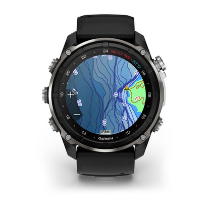 Descent™ Mk3i – 51 mm Silver and Black PVD Titanium with Black/Pebble Gray Silicone Band