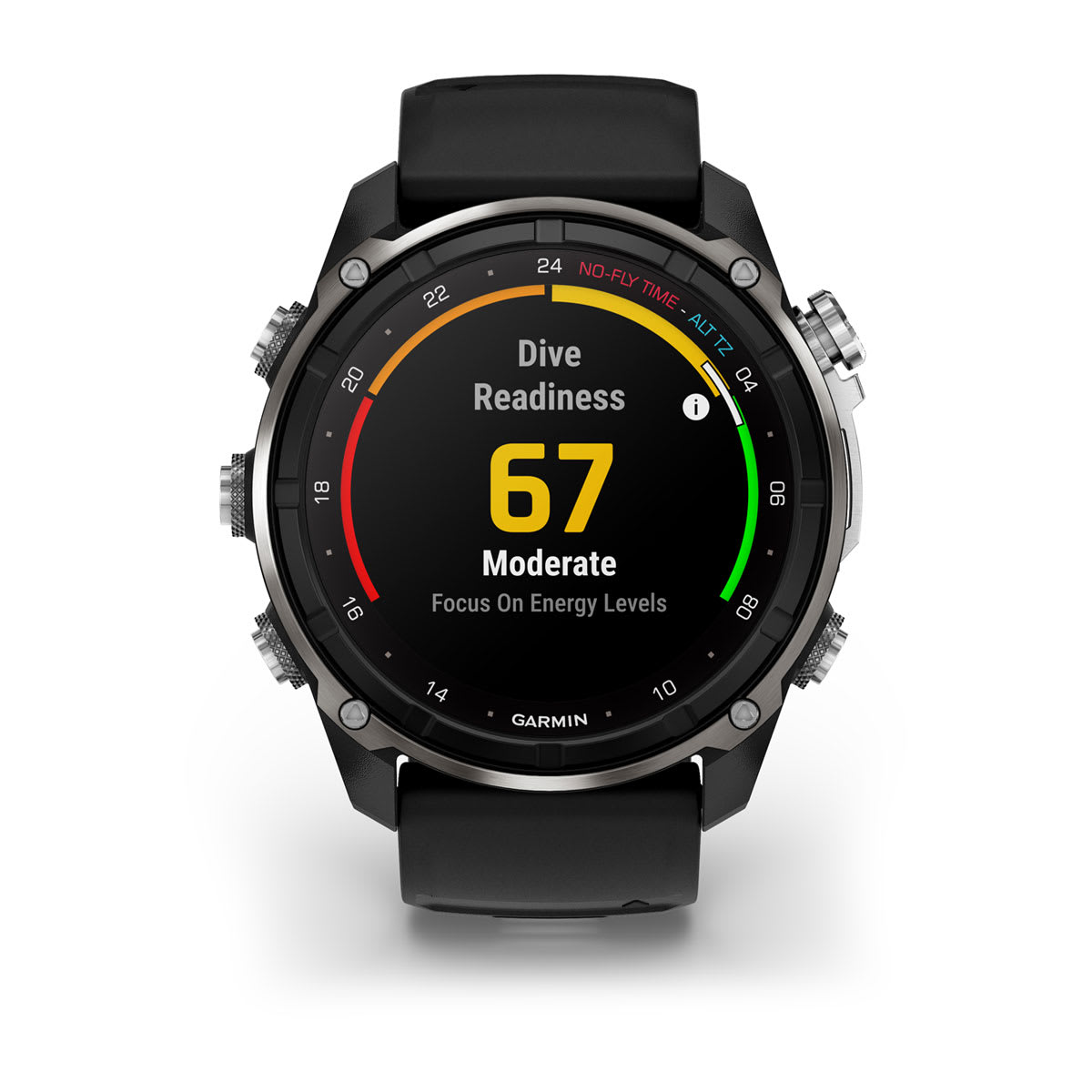 Descent™ Mk3i – 51 mm Silver and Black PVD Titanium with Black/Pebble Gray Silicone Band