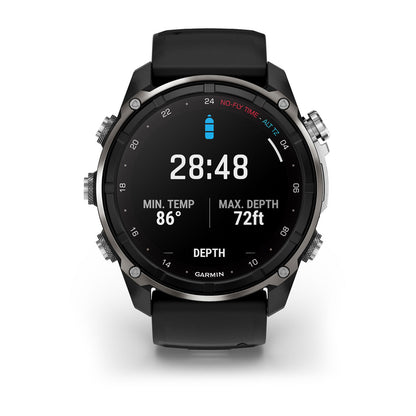 Descent™ Mk3i – 51 mm Silver and Black PVD Titanium with Black/Pebble Gray Silicone Band