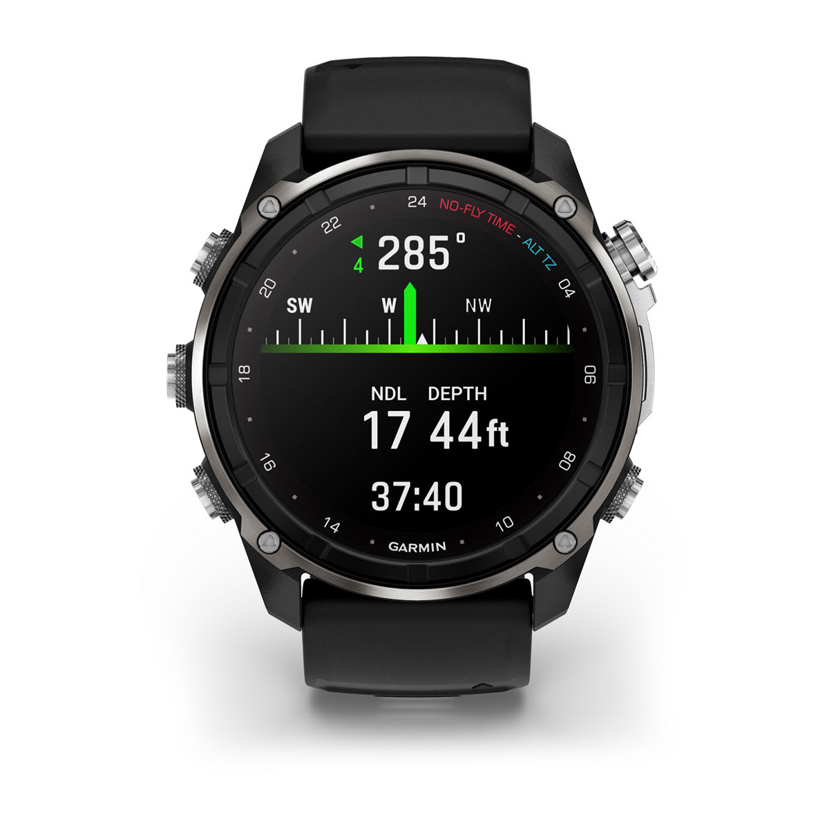 Descent™ Mk3i – 51 mm Silver and Black PVD Titanium with Black/Pebble Gray Silicone Band