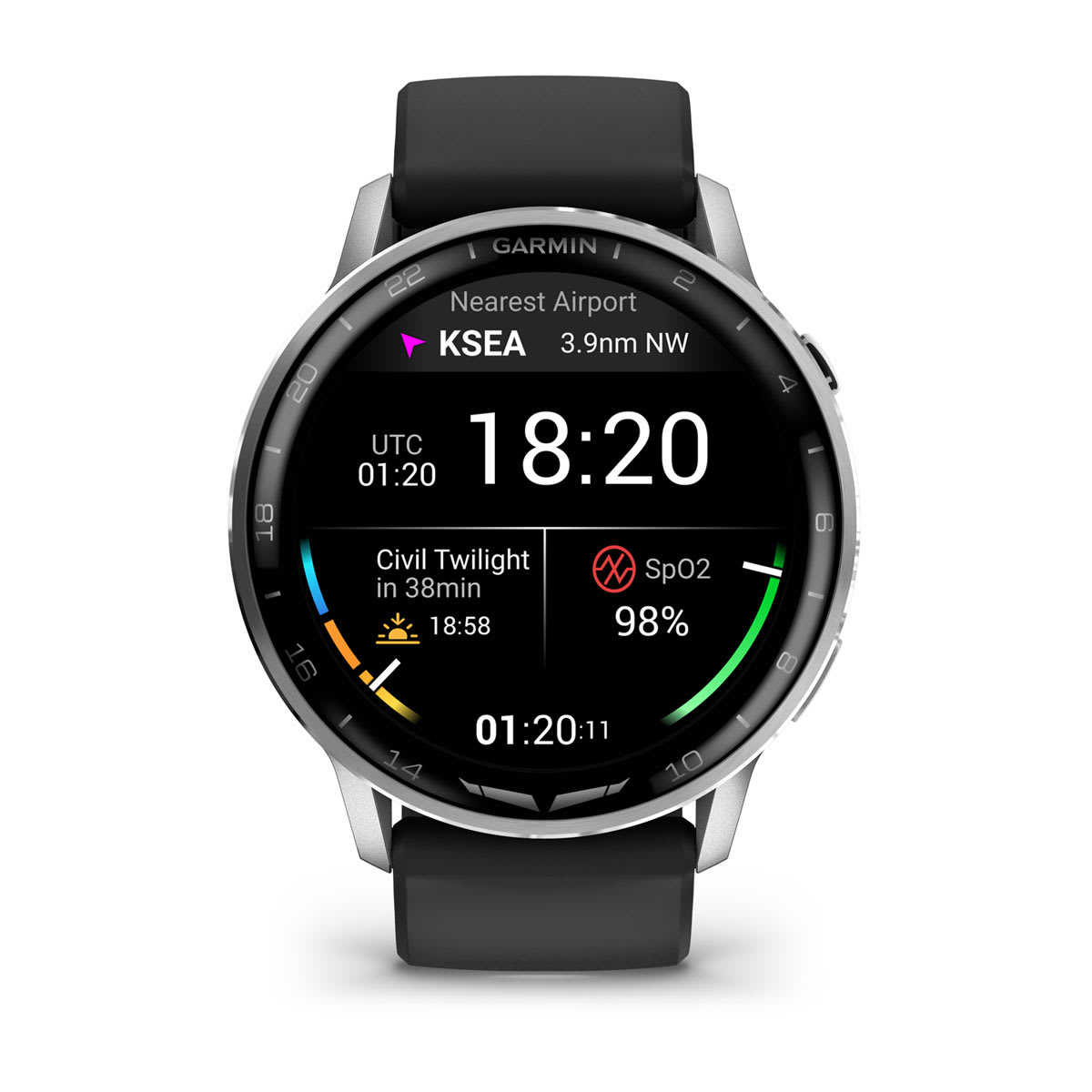D2™ Air X15 Silver with Black Silicone Band