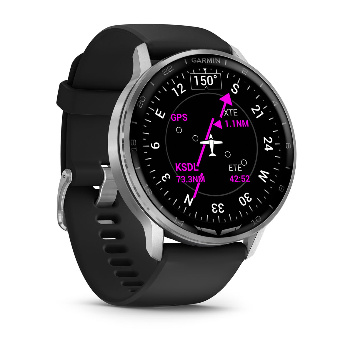 D2™ Air X15 Silver with Black Silicone Band