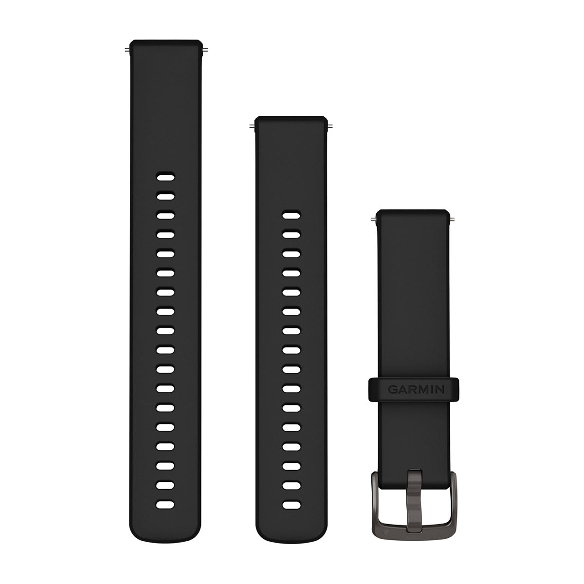 Quick Release Bands (18 mm) Black Silicone with Slate Hardware