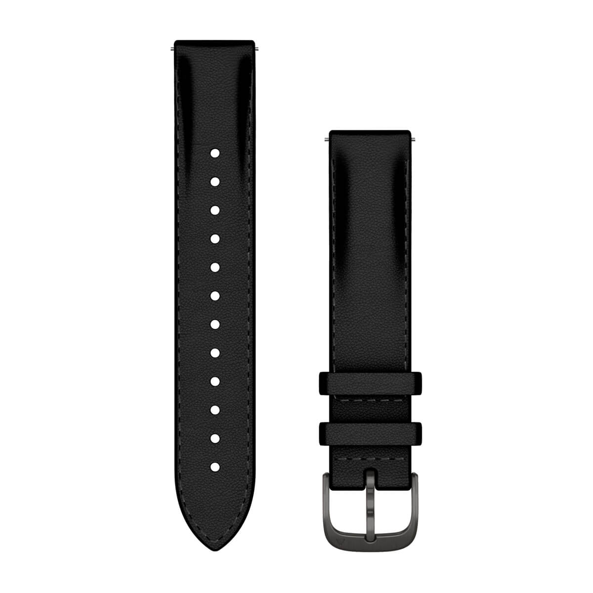 Quick Release Bands (18 mm) Black Leather with Brushed Slate Hardware