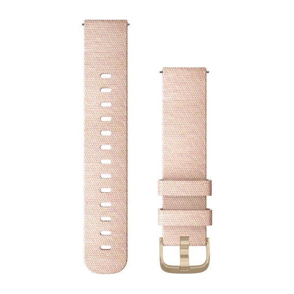 Quick Release Bands (20 mm) Blush Pink Woven Nylon with Light Gold Hardware