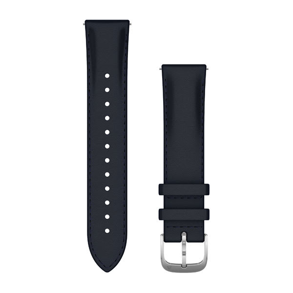 Quick Release Bands (20 mm) Navy Italian Leather with Silver Hardware