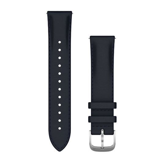 Quick Release Bands (20 mm) Navy Italian Leather with Silver Hardware
