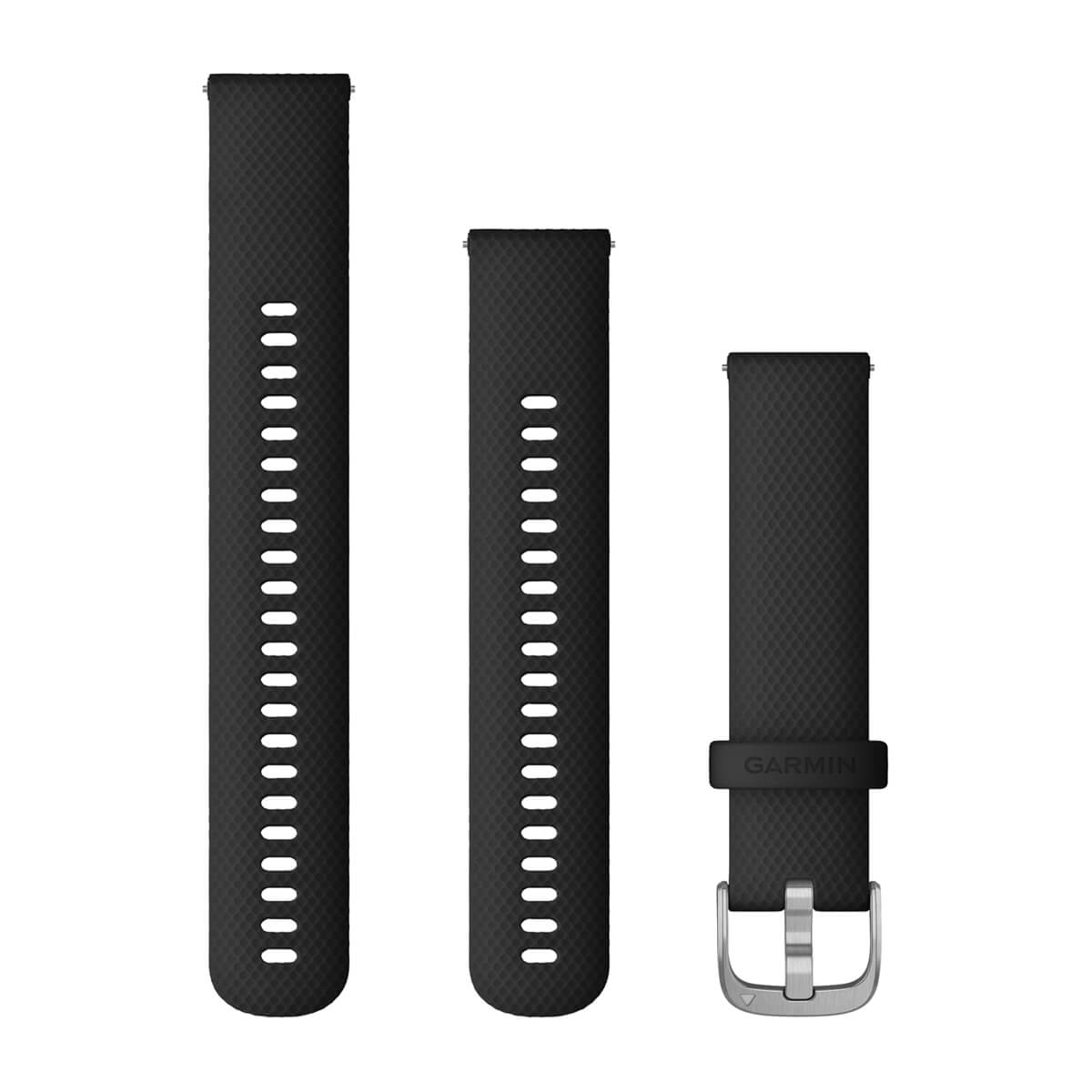 Quick Release Bands (20 mm) Black with Silver Hardware