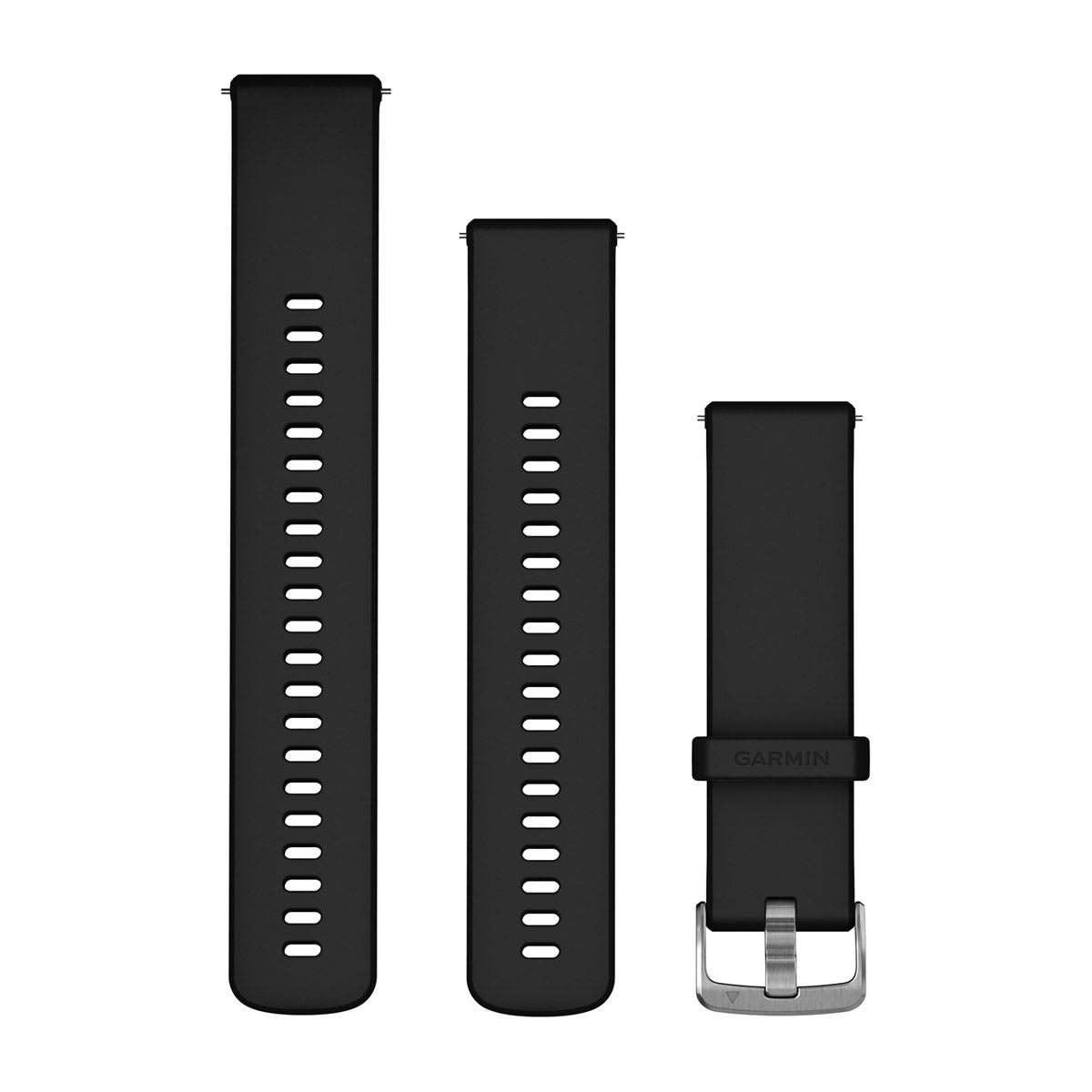 Quick Release Bands (22 mm) Black Silicone with Silver Hardware