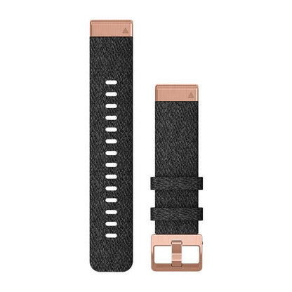 QuickFit® 20 Watch Bands Heathered Black Nylon with Rose Gold Hardware