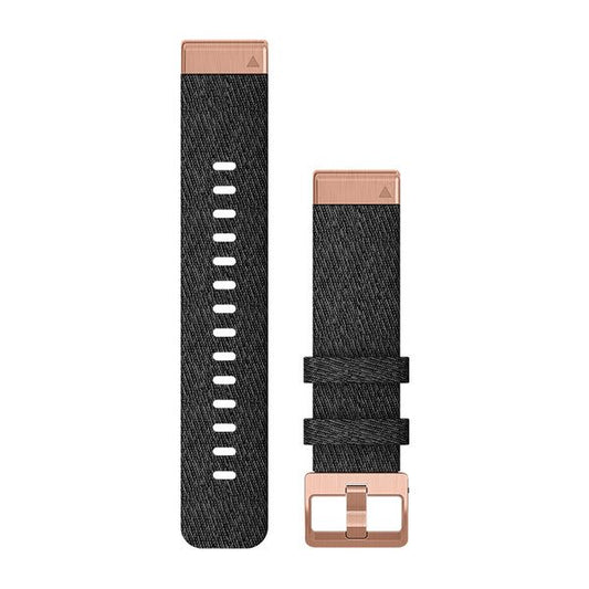 QuickFit® 20 Watch Bands Heathered Black Nylon with Rose Gold Hardware