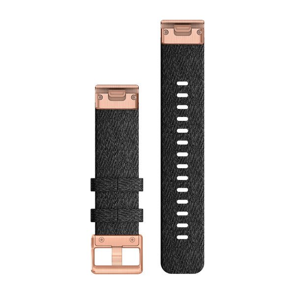 QuickFit® 20 Watch Bands Heathered Black Nylon with Rose Gold Hardware