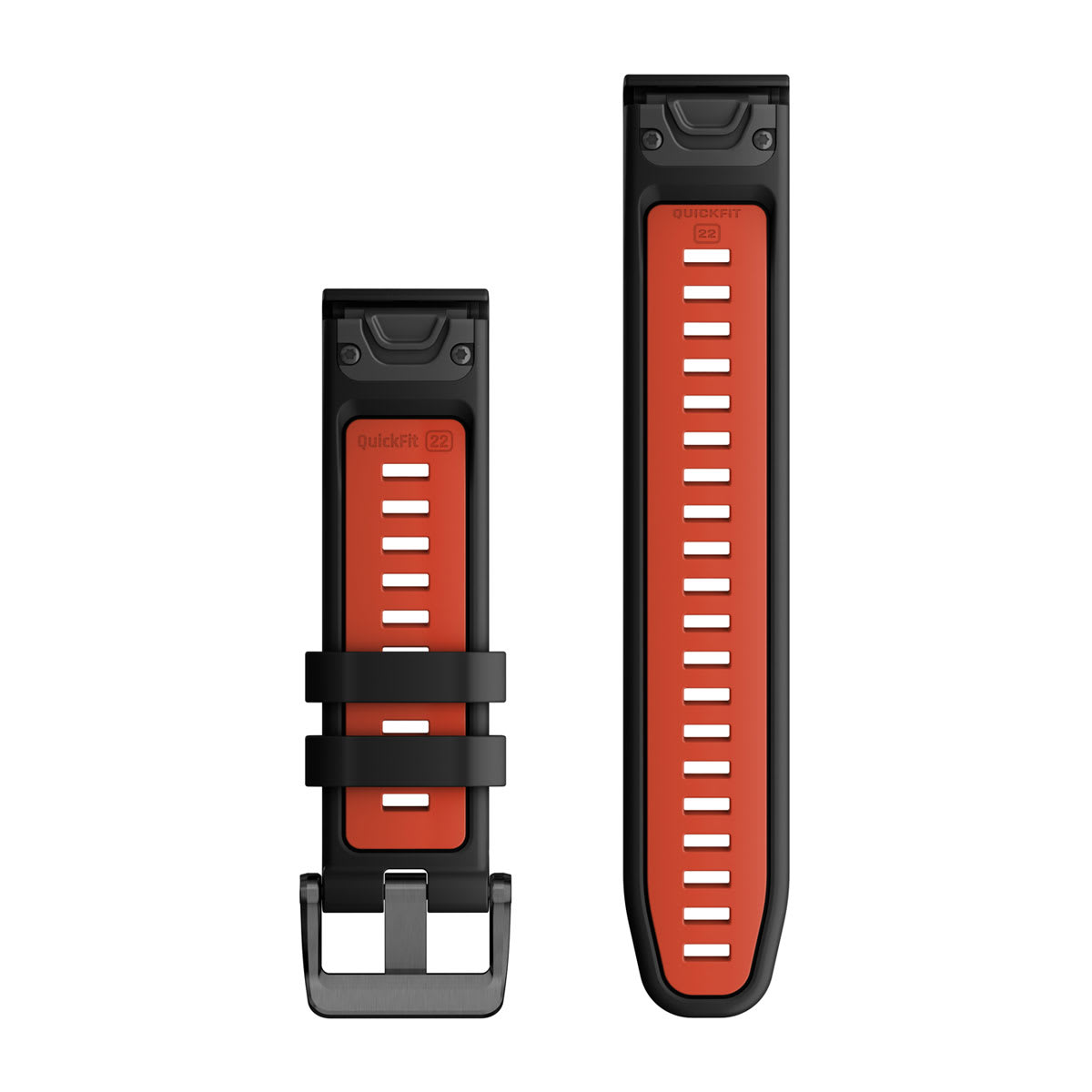 QuickFit® 22 Watch Bands Black/Flame Red Silicone
