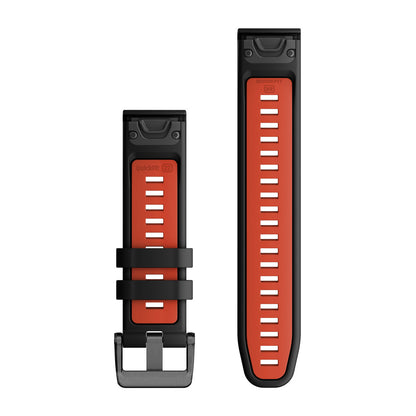 QuickFit® 22 Watch Bands Black/Flame Red Silicone