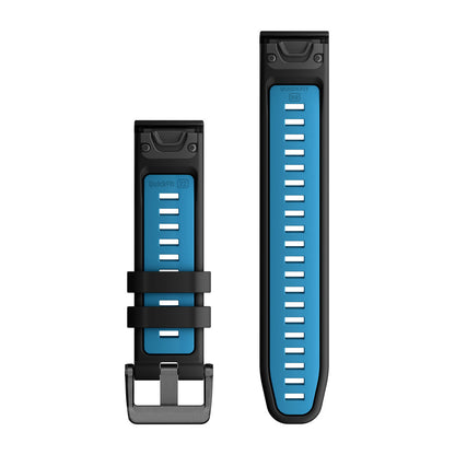 QuickFit® 22 Watch Bands Black/Cirrus Blue Silicone