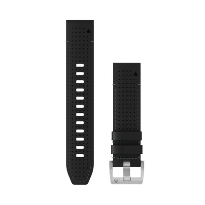 QuickFit® 22 Watch Straps (MARQ™) Leather/FKM Hybrid Strap, Black/Green