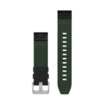QuickFit® 22 Watch Straps (MARQ™) Leather/FKM Hybrid Strap, Black/Green