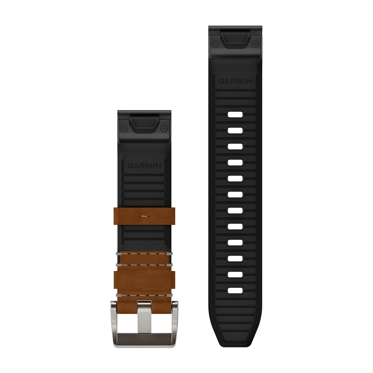 QuickFit® 22 Watch Straps (MARQ™) Leather/FKM Hybrid Strap, Brown/Black