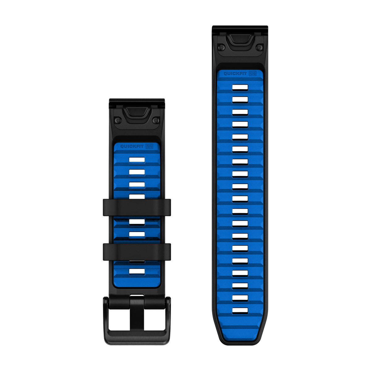 QuickFit® 22 Watch Bands Black/Pilot Blue Silicone