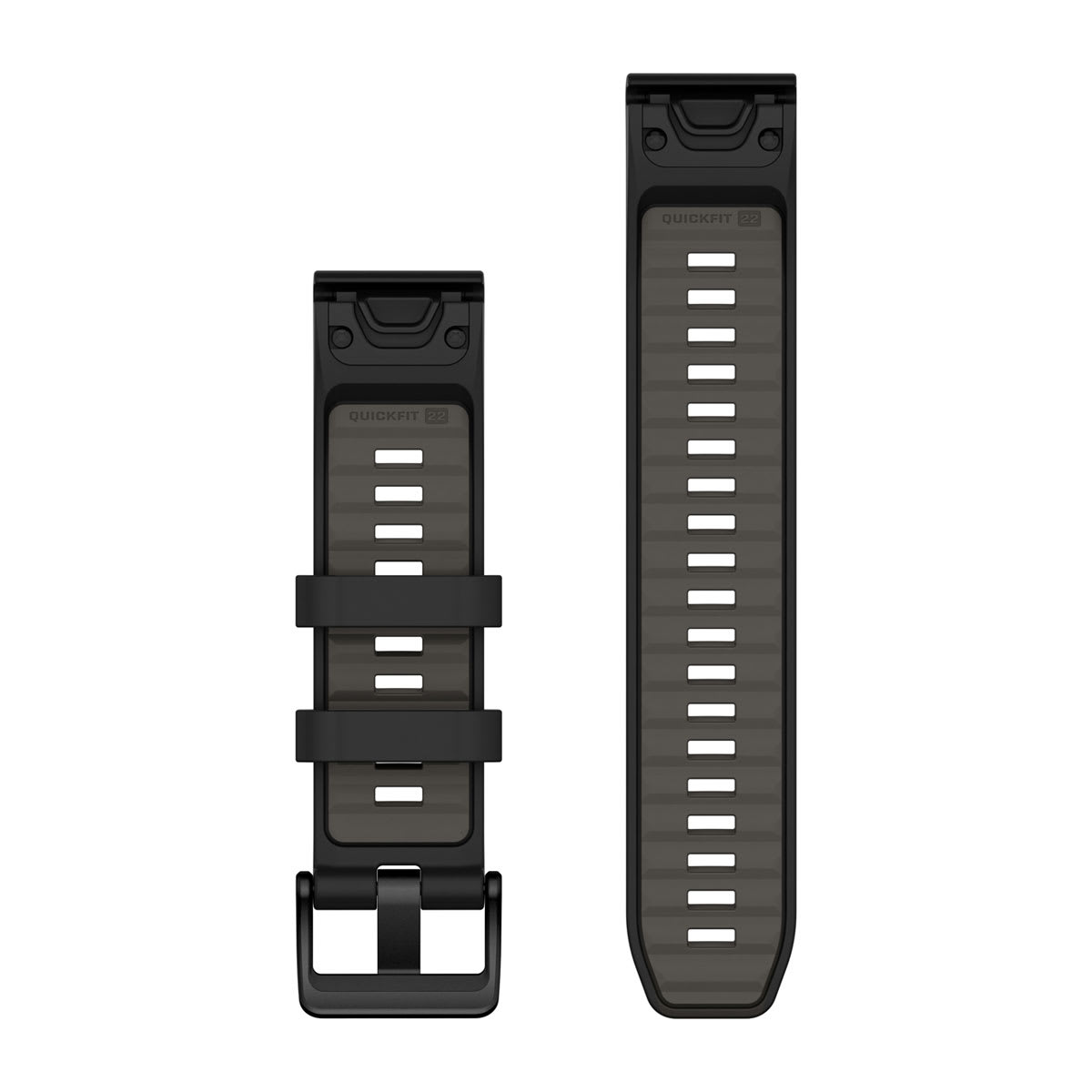 QuickFit® 22 Watch Bands Black/Pebble Gray Silicone