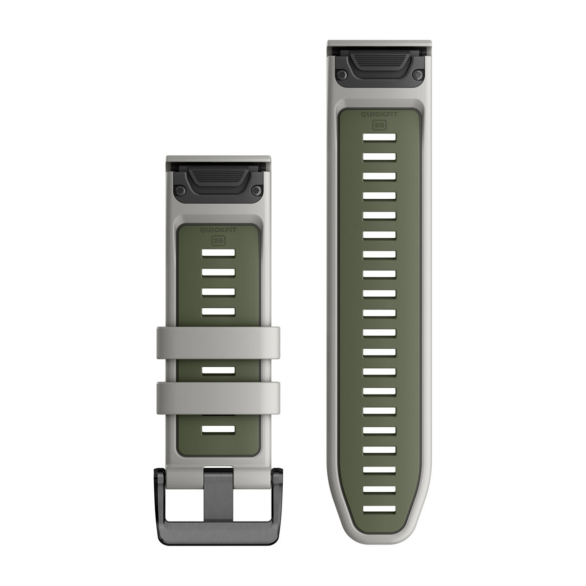 QuickFit® 26 Watch Bands Fog Gray/Moss Silicone