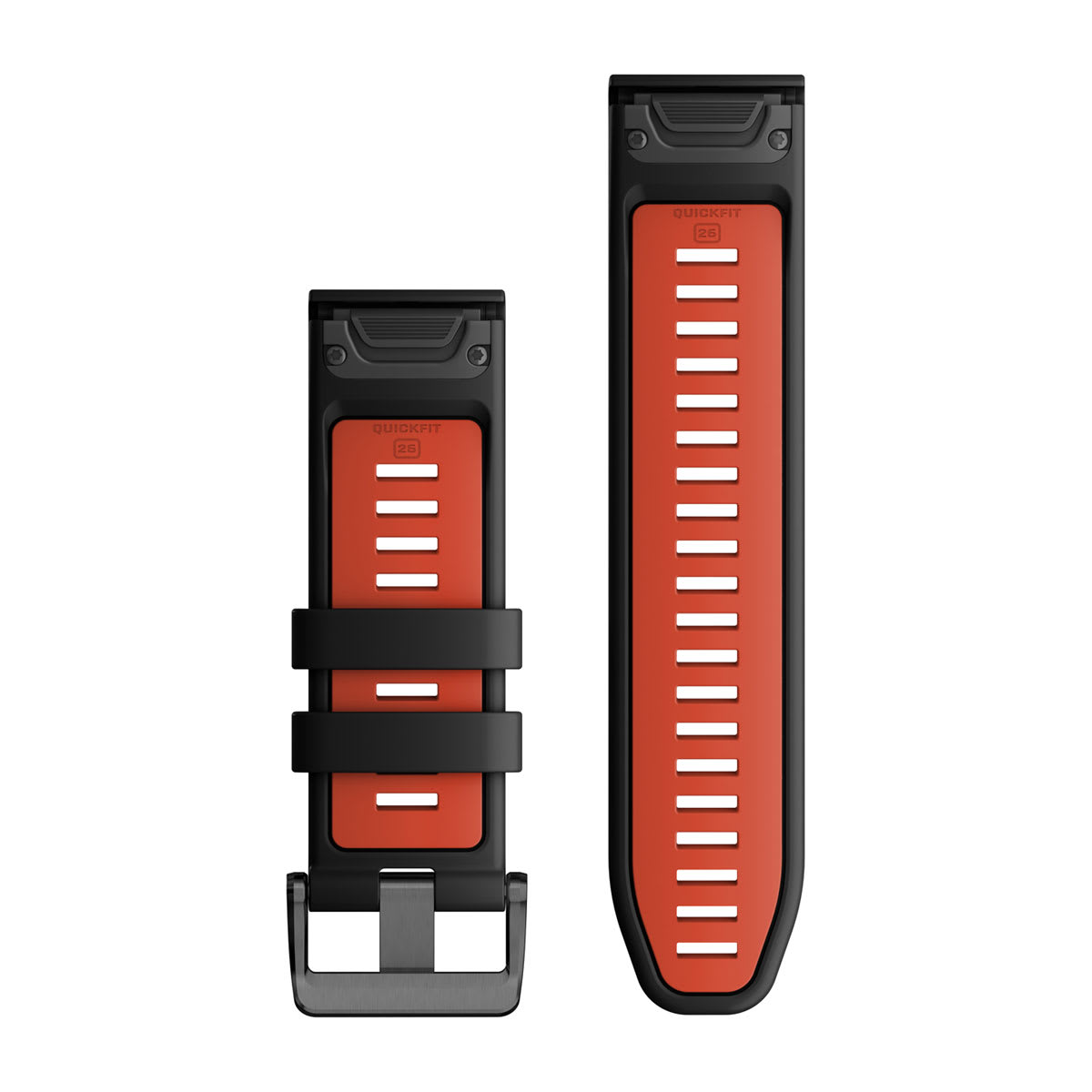 QuickFit® 26 Watch Bands Black/Flame Red Silicone