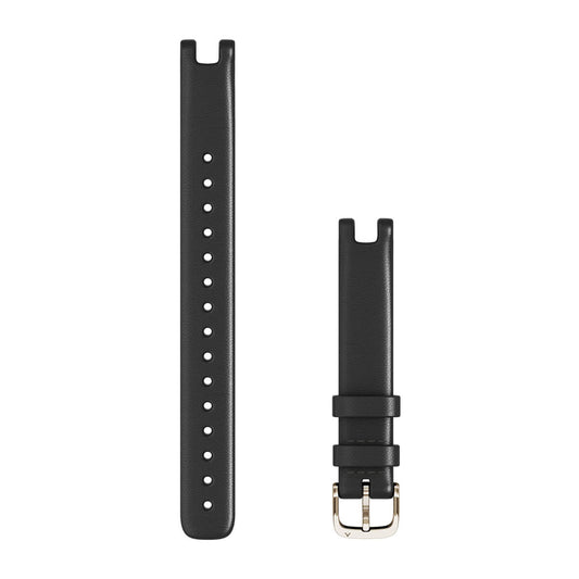 Lily® Bands (14 mm) Black Italian Leather with Cream Gold Hardware (Large)