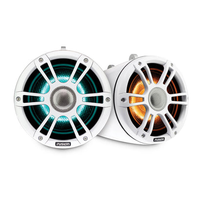 Fusion® Signature Series 3 Marine Wake Tower Speakers 6.5\" 230 Watt Sports White Marine Wake Tower Speakers (Pair) with CRGBW