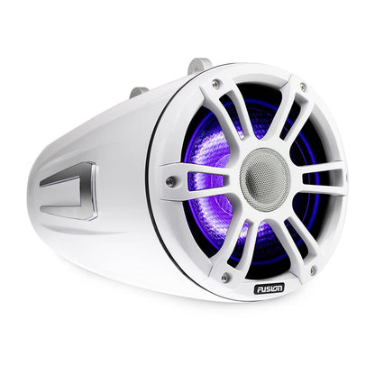 Fusion® Signature Series 3 Marine Wake Tower Speakers 6.5\" 230 Watt Sports White Marine Wake Tower Speakers (Pair) with CRGBW