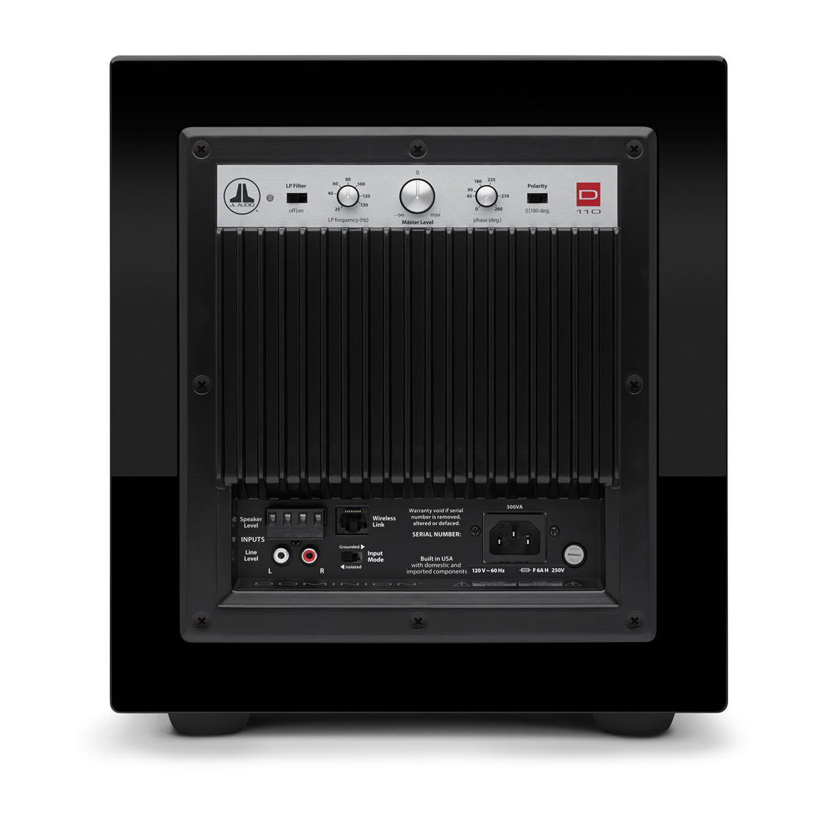 JL Audio Dominion® Powered Subwoofer (96281) 10\" with Black Gloss Finish (d110- GLOSS)