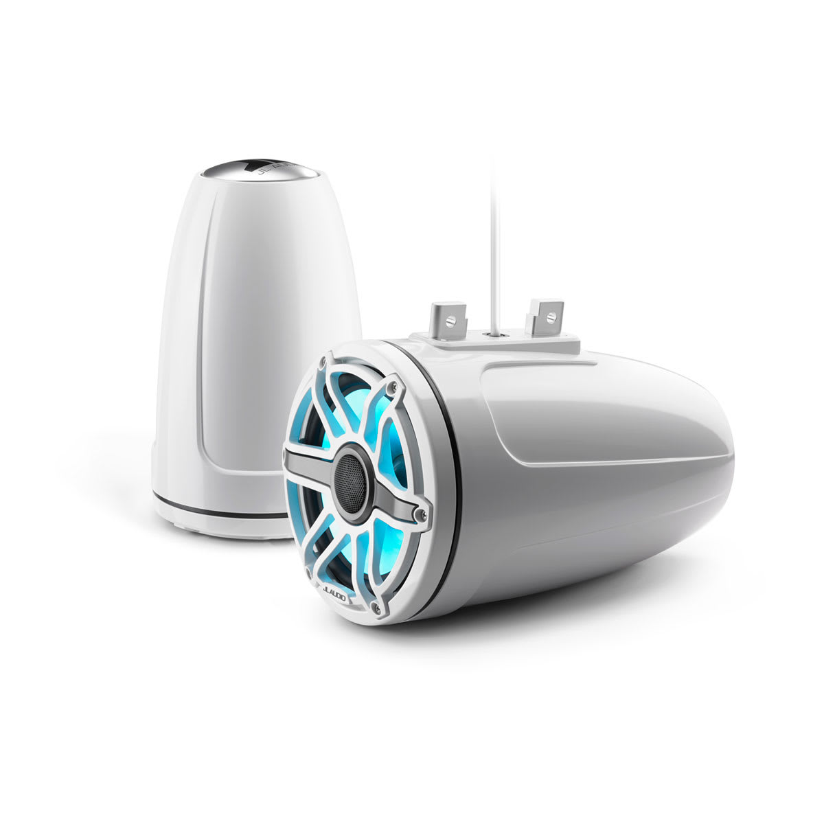 JL Audio® M6 Enclosed Tower Speakers 7.7\" with LED and White Sport Grille (M6-770ETXv3-Gw-S-GwGw-i)