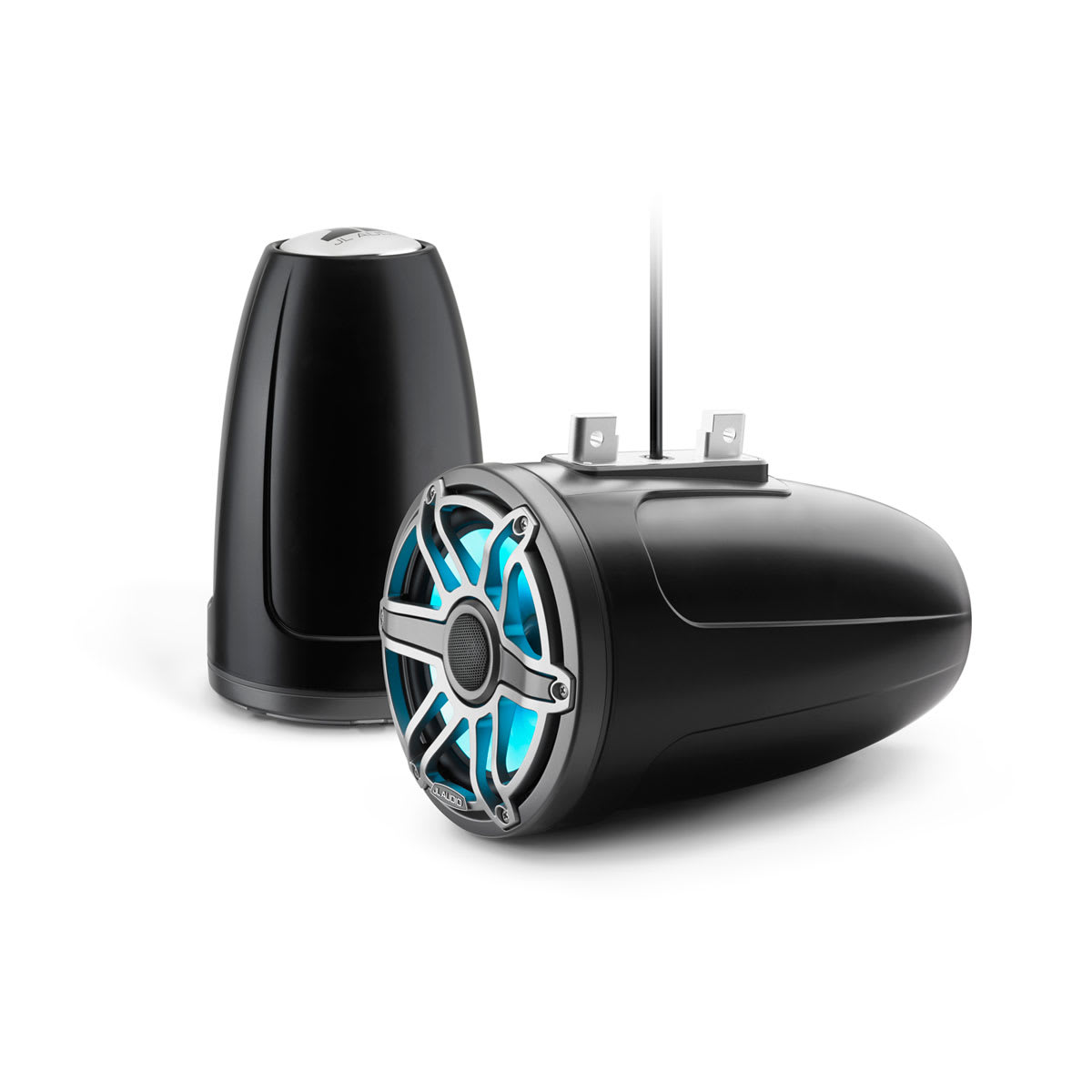 JL Audio® M6 Enclosed Tower Speakers 7.7\" with LED and Titanium Sport Grille (M6-770ETXv3-Sb-S-GmTi-i)