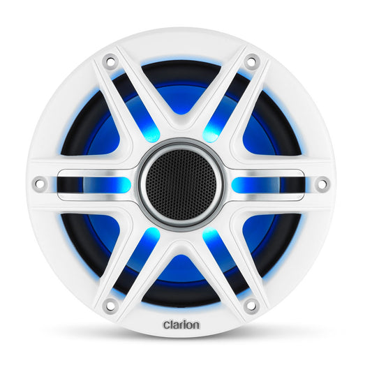 Clarion® CMSP Marine Speakers 6.5\" with LED and White and Gray Sport Grille (CMSP-651RGB-SWG)