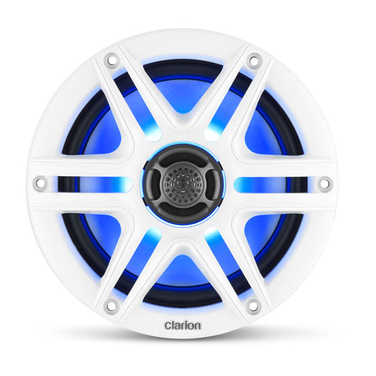 Clarion® Marine CMS Speakers 6.5\" with LED and White and Black Sport Grille (CMS-651RGB-SWB)