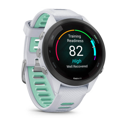 Forerunner® 265S Black Bezel with Whitestone Case and Whitestone/Neo Tropic Silicone Band