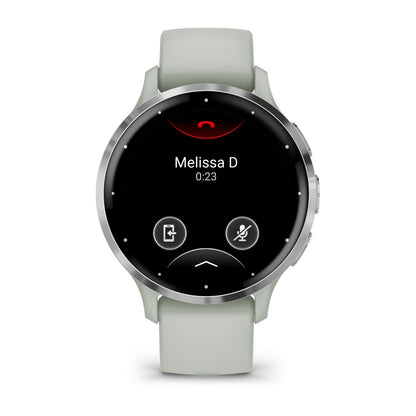 Venu® 3S Silver Stainless Steel Bezel with Sage Gray Case and Silicone Band