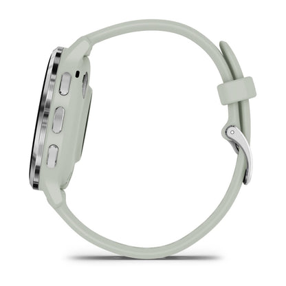 Venu® 3S Silver Stainless Steel Bezel with Sage Gray Case and Silicone Band