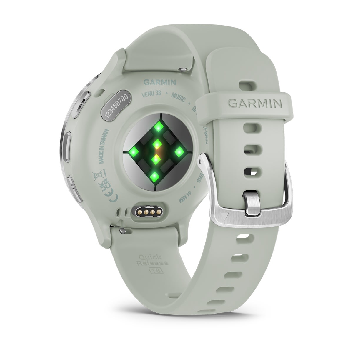 Venu® 3S Silver Stainless Steel Bezel with Sage Gray Case and Silicone Band