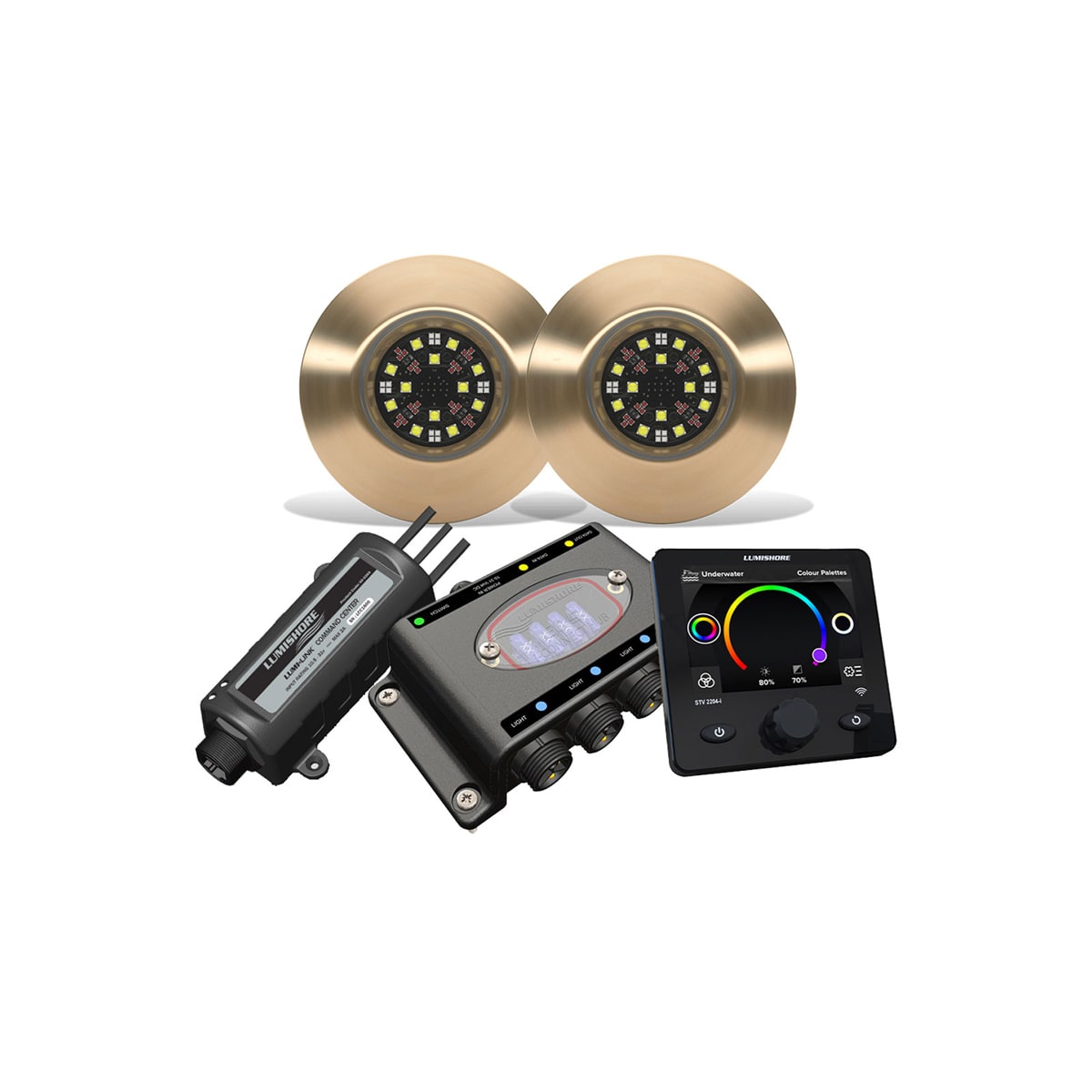 Lumishore® TIX404 Underwater Interchangeable Thru-hull Set 2 RGBW Lights-hub-LUX  Command Center-display