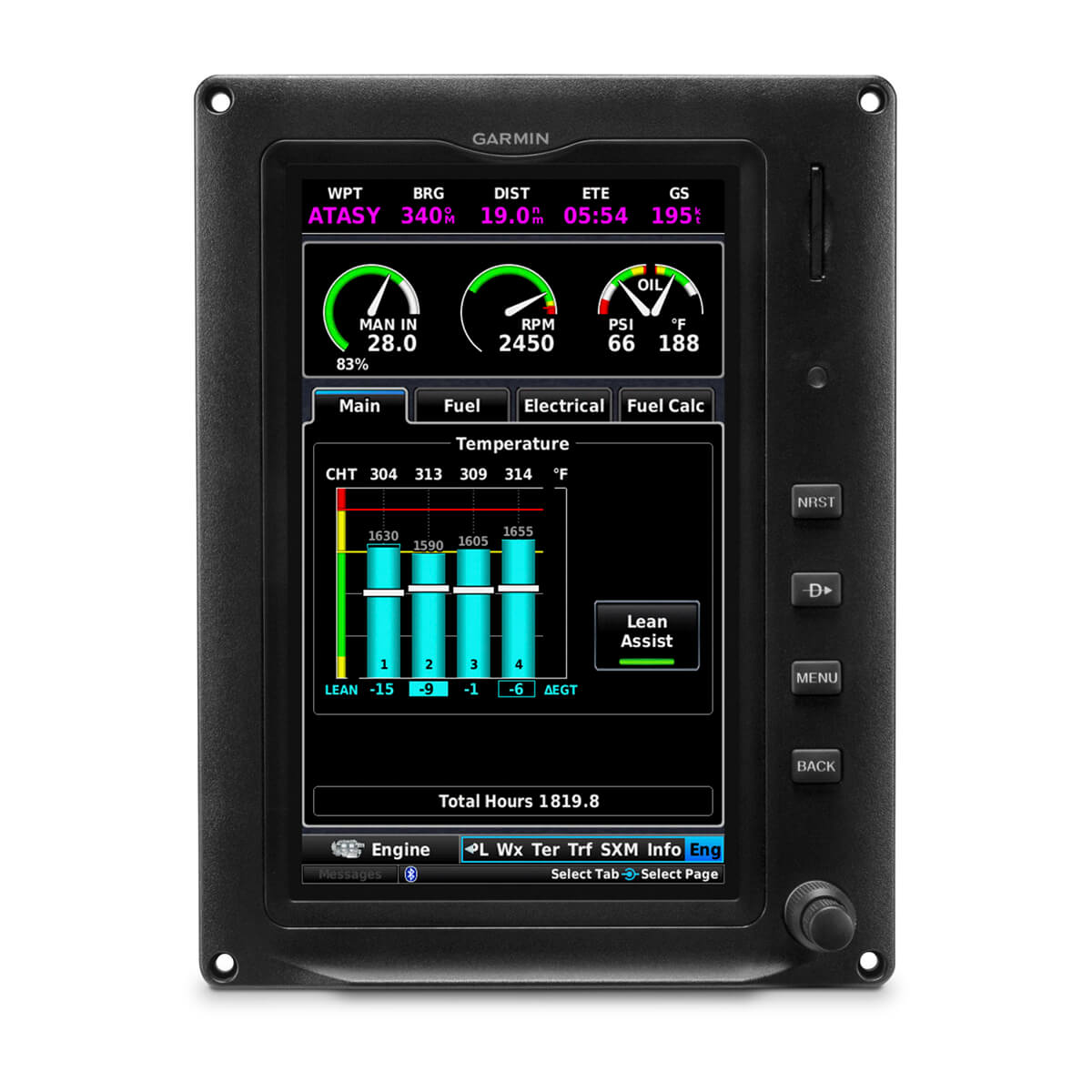 G3X Touch™ for Certificated Aircraft 7\" Portrait Display with 4 Cylinder EIS