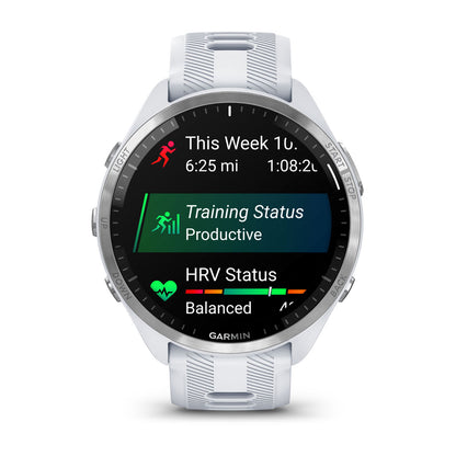 Forerunner® 965 Titanium Bezel with Whitestone Case and Whitestone/Powder Gray Silicone Band